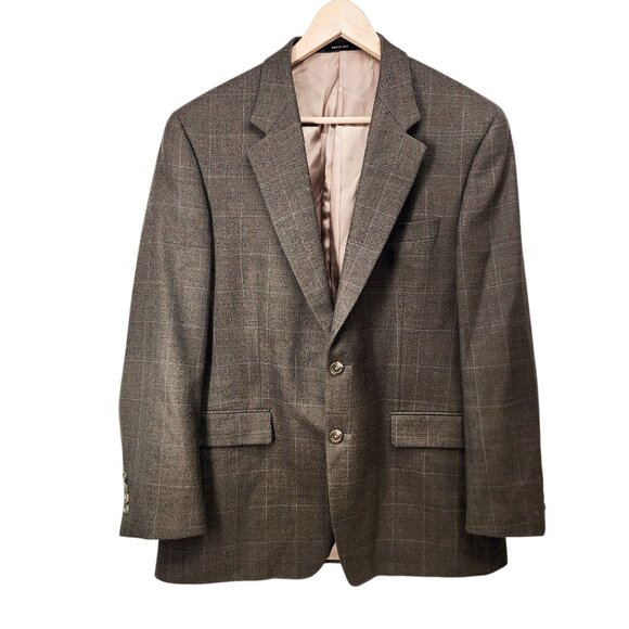 Lauren Ralph Lauren‎ Mens Wool Blazer 42R Brown Plaid 2-Button Jacket - Picture 9 of 9